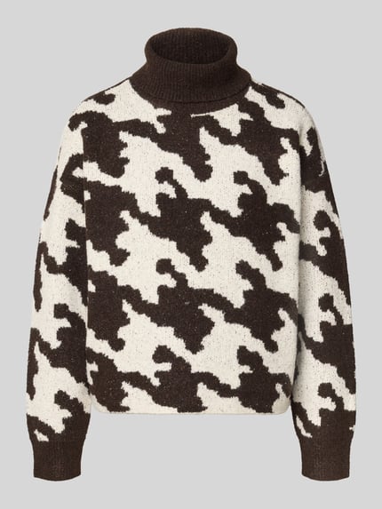 VERO MODA Regular Fit Rollkragenpullover mit Allover-Muster Modell 'HURLEY' Schoko 2