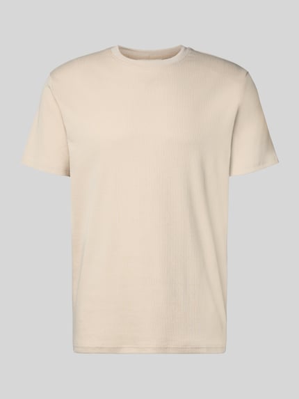 Produktfoto, Regular Fit T-Shirt aus Baumwoll-Mix Modell 'SPENCER' von Selected Homme, efekt: jednolity kolor, faktura w paski, drobne prążkowanie