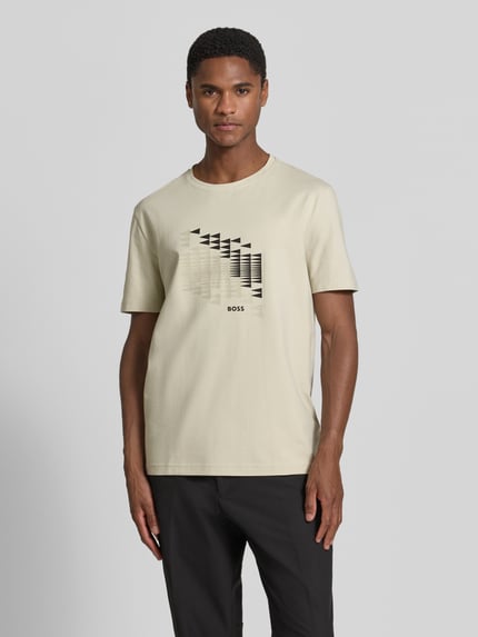 BOSS Green Relaxed Fit T-Shirt aus Baumwoll-Mix Modell 'TS_NETWORK FLAG' Sand 4