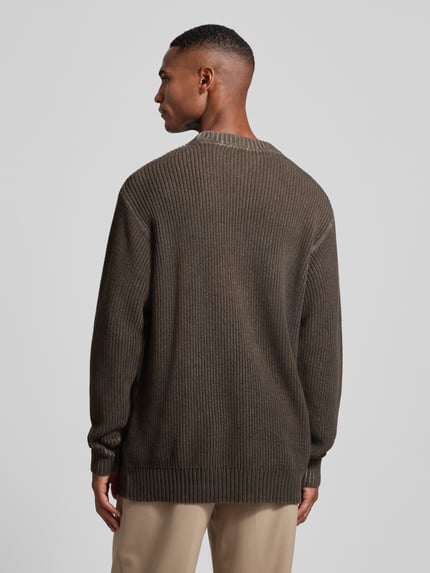 Elias Rumelis Strickpullover mit Label-Patch Modell 'Lester' Oliv 5