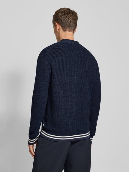 OLYMP Level 5 Gebreid jack met V-hals Marineblauw - 5