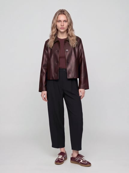 s.Oliver RED LABEL Longsleeve mit Rollsaum-Details Bordeaux 1
