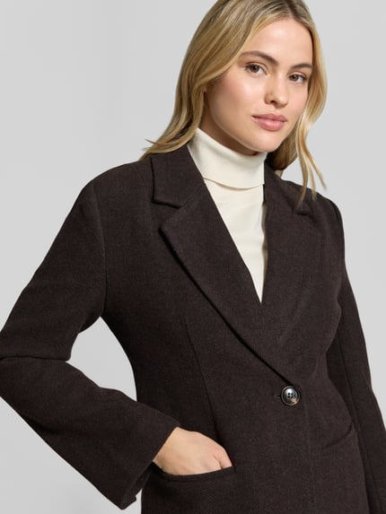 Neo Noir Regular Fit Longblazer aus Wolle mit Paspeltaschen Dunkelbraun 3