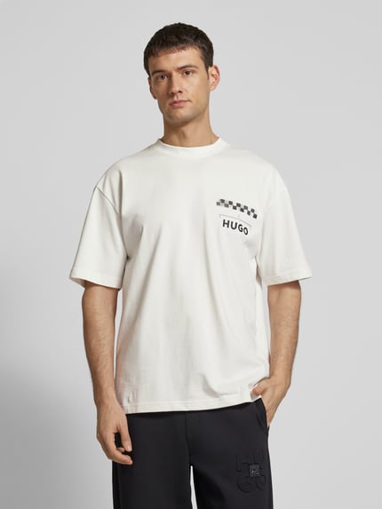 HUGO T-shirt z nadrukiem z logo model ‘Drallie’ Gliniany 4