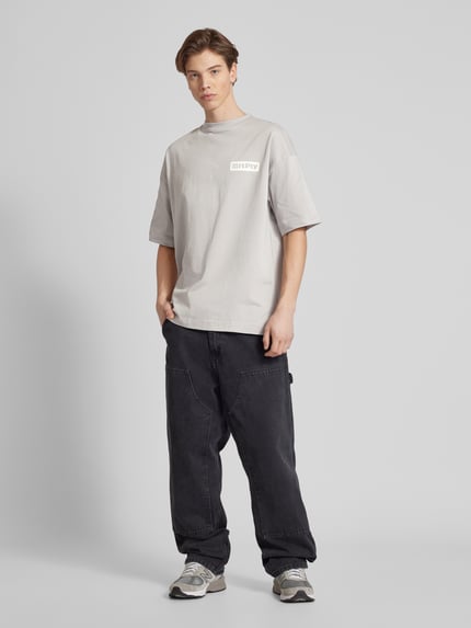 Multiply Apparel Oversized T-Shirt mit Label-Print Hellgrau 1