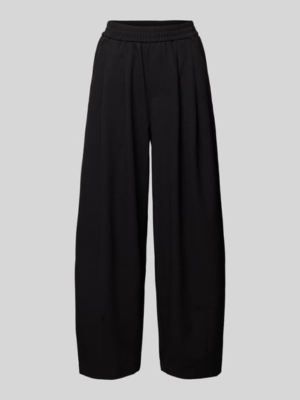 Produktfoto, schwarze Loose Fit Bundfaltenhose mit Viskose-Anteil Modell 'MARIELA LIFE' von Only, unifarbene Optik, elastischer Bund, seitliche Eingrifftaschen
