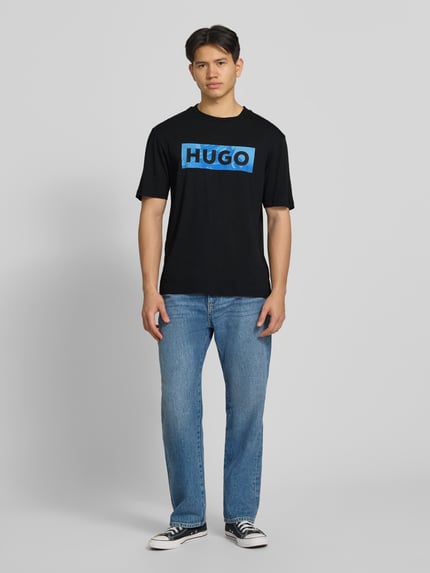 HUGO Blue regular fit T-shirt van puur katoen model 'NALIEN' Zwart - 1