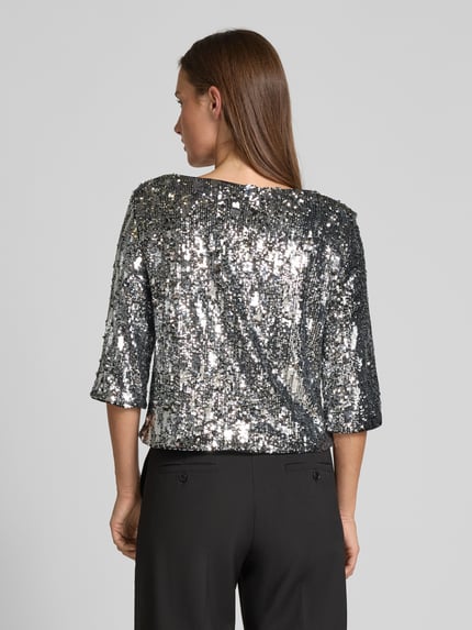 GUIDO MARIA KRETSCHMER WOMAN Regular Fit Bluse mit Allover-Pailettenbesatz Modell 'Asya' Silber 5