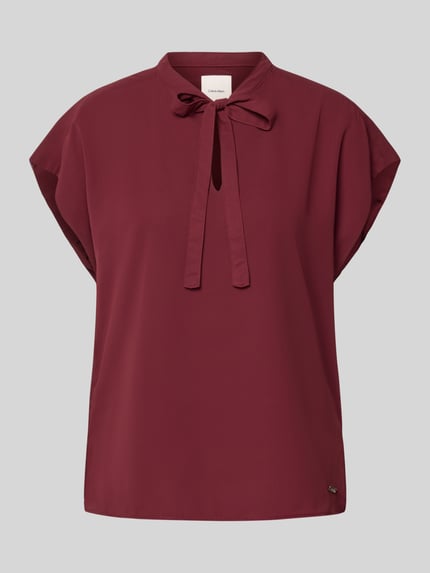 Calvin Klein Womenswear Regular Fit Bluse mit Schlüssellochausschnitt Modell 'Tie' Bordeaux 2