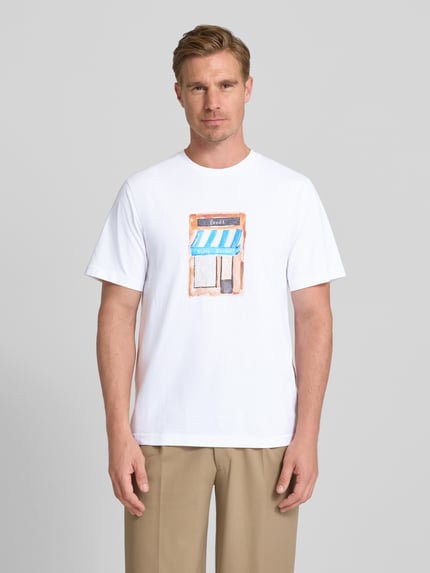 Forét T-shirt z nadrukowanym motywem model ‘MARKET’ Biały 4