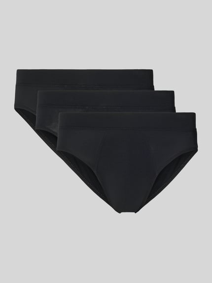 Produktfoto, Slip mit elastischem Bund im 3er-Pack von Christian Berg Men, schwarz, Baumwoll-Modal-Mix mit Stretch-Anteil, körpernahe Passform, Teilungsnähte