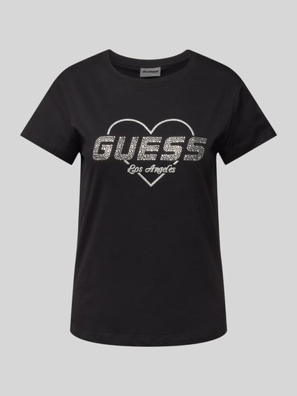 GUESS Activewear T-Shirt mit Strasssteinbesatz Modell 'NARCISO' Black 2