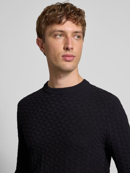 ONLY & SONS Regular Fit Strickpullover mit Strukturmuster Modell 'KALLE' Black 3