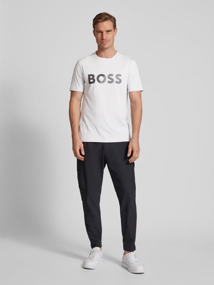 BOSS Green T-Shirt mit Label-Print Hellgrau 1