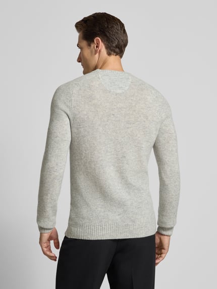 MCNEAL Regular Fit Strickpullover aus reiner Wolle Mittelgrau Melange 5