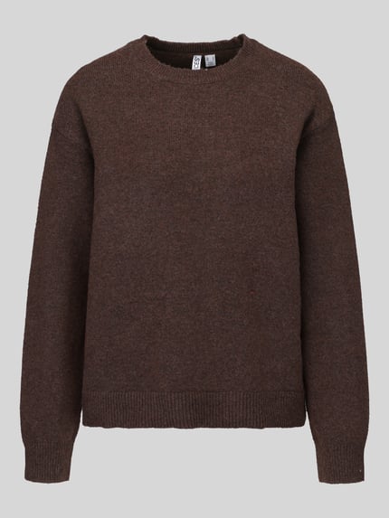 Produktfoto, brauner Regular Fit Pullover mit Woll-Anteil Modell 'ALLY' von PIECES, grobe Strickstruktur, Damen Pullover von PIECES