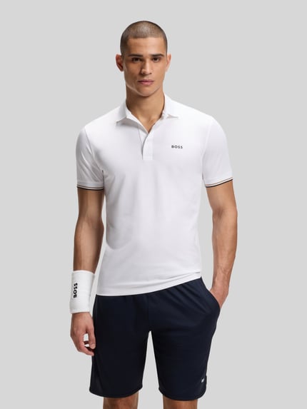 BOSS Green koszulka polo o kroju slim fit z wytłoczeniem emotikon piłki tenisowej model 'PL_TOC GAME1' Biały 4