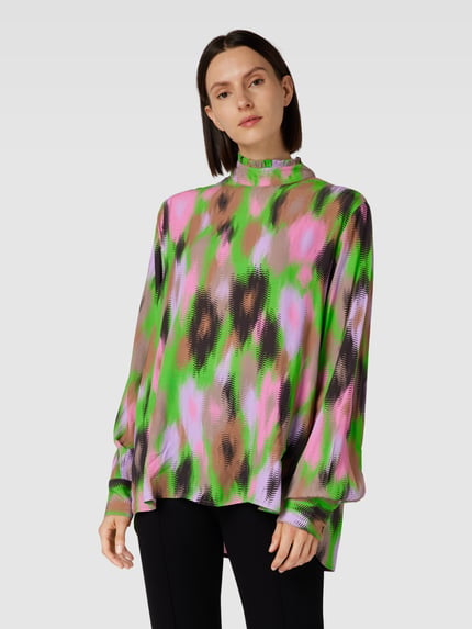 Essentiel Antwerp Blouseshirt van viscose met all-over motief Neon groen - 4