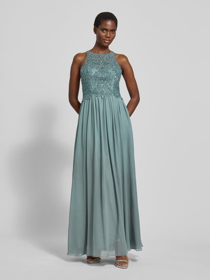 Laona Abendkleid mit floralen Stickereien und Ziersteinen Schilf 4