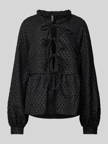 PIECES Relaxed Fit Bluse mit Struktur-Muster Modell 'NIBE' Black 2