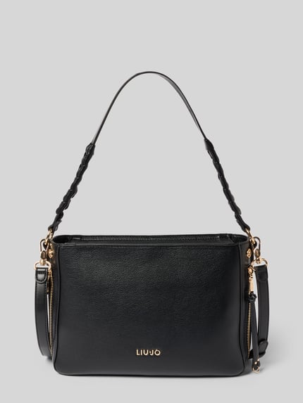 Productfoto, Handtasche in Leder-Optik Modell 'Gihen' van Liu Jo White, zwart hoofdvak met ritssluiting, afneembare schouderriem, goudkleurig logo detail, 28x20x10 cm, schouderriem 113 cm