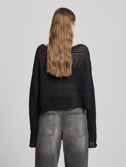 REVIEW Strickpullover mit Lochmuster Black 5