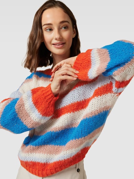 VERO MODA Strickpullover mit Blockstreifen Modell 'LANEY' Rot 3