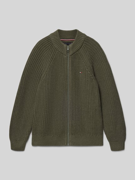 Tommy Hilfiger Teens Regular fit gebreid jack van katoenmix Olijfgroen - 1