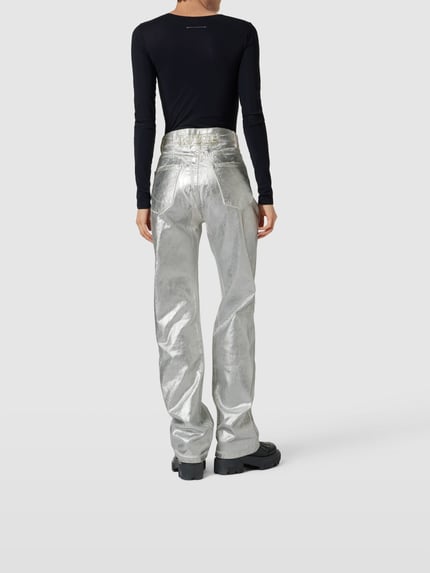 ROTATE straight fit jeans met knoopsluiting Zilver - 5