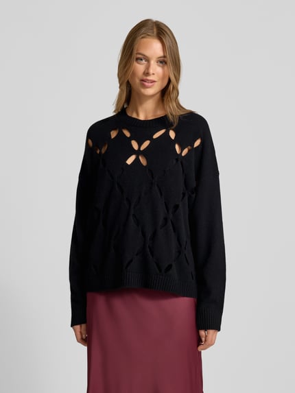 Liu Jo White Sweter wełniany o kroju oversized z czystej wełny lana Czarny 4