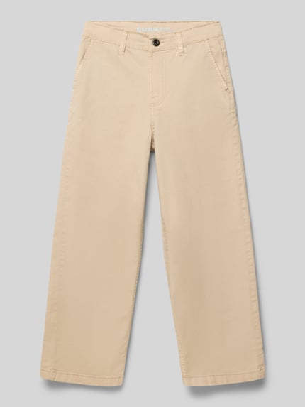 Produktfoto, Chino mit Eingrifftaschen und Label-Detail von Garcia, beigefarbener Baumwoll-Elasthan-Mix, Regular Fit, glatte Textur, Kindergröße 140