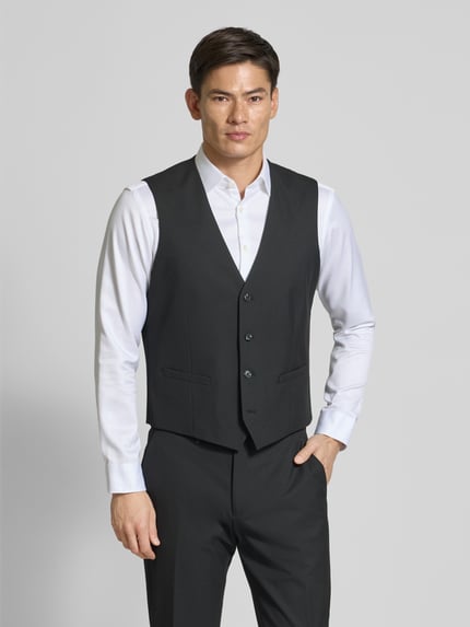 Christian Berg Men Anzugweste mit Knopfleiste Black 4