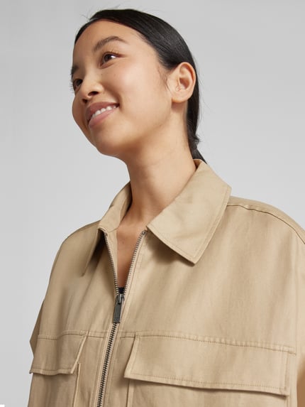 Jake*s Studio Woman Loose Fit Hemdjacke aus Baumwoll-Leinen-Mix Mud 3
