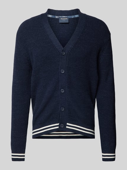 OLYMP Level 5 Gebreid jack met V-hals Marineblauw - 2