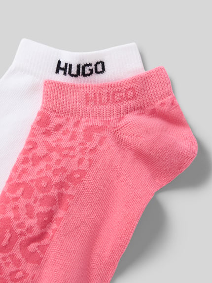 Produktfoto, Sneaker-Socken aus Baumwoll-Mix im 2er-Pack Modell 'LEO' von HUGO, różowy leo wzór i jednolity, elastyczny ściągacz, materiał: drobno dziany bawełniany miks