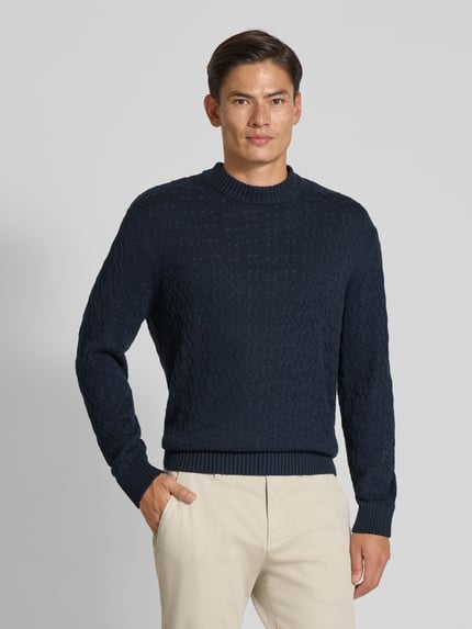Selected Relaxed Fit Pullover aus reiner Baumwolle Modell 'PHILIP' Dunkelblau 4