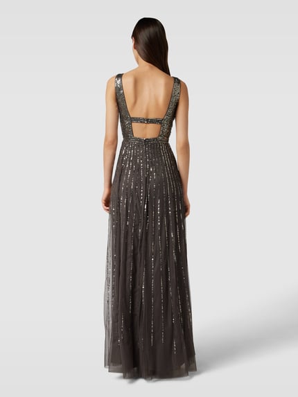 Lace & Beads A-Linien Abendkleid mit Paillettenbesatz Mittelgrau 5