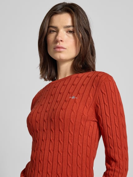 GANT Strickpullover mit gerippten Abschlüssen Rostrot 3