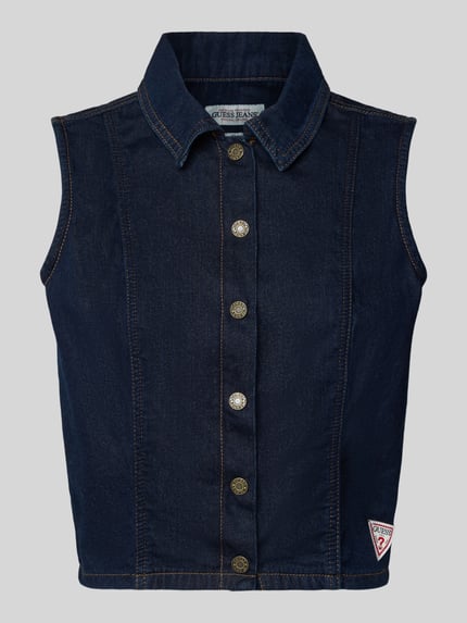 GUESS Jeans Kort jeansblouse met labelpatch Donkerblauw - 2