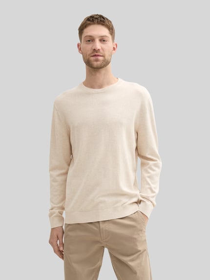 Tom Tailor Regular Fit Pullover aus reiner Baumwolle Offwhite 4