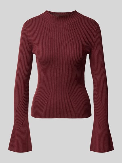 BOSS Orange Pullover aus Schurwolle mit ausgestelltem Ärmel Bordeaux 2