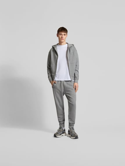 MAISON KITSUNÉ Spodnie dresowe z czystej bawełny Średnioszary melanż 1
