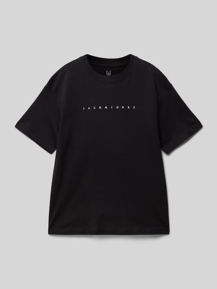 JACK & JONES T-shirt met labelprint model 'ESTAR' Zwart - 1