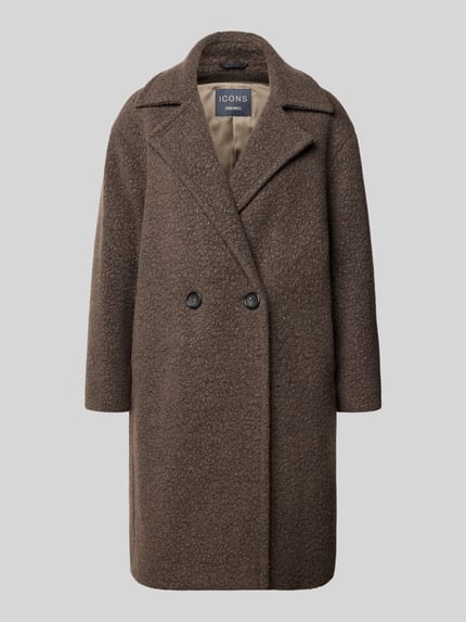 Produktfoto, Jacke aus Woll-Mix mit Reverskragen von ICONS Cinzia Rocca in Braun, Doppelknopfverschluss, strukturierte Oberfläche, Regular Fit