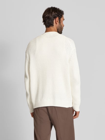 Selected Regular fit gebreid jack van puur katoen, model 'DERECK' Offwhite - 5