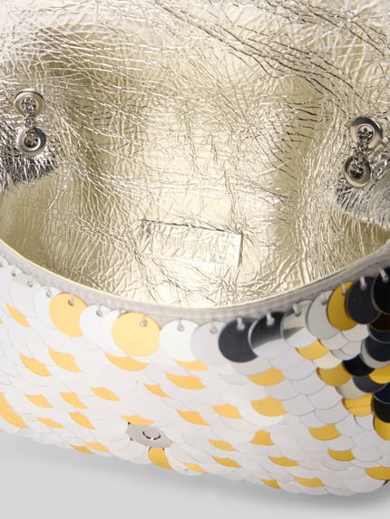 Rabanne Henkeltasche mit Paillettenbesatz Modell 'SPARKLEMINI' Silber 4
