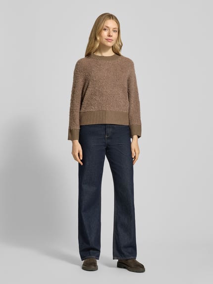 OPUS Strickpullover mit gerippten Abschlüssen Modell 'Pennan' Mittelbraun 1