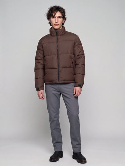 ONLY & SONS Regular Fit Steppjacke mit hohem Stehkragen Modell 'ONSMAVERICK' Dunkelbraun 1