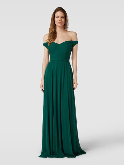 TROYDEN COLLECTION Avondjurk in off shoulder-look Smaragdgroen - 4