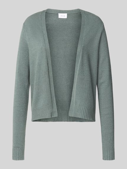 Produktfoto, Strickjacke aus Viskose-Mix von VILA in hellem Grün, gerade Passform, gerippter Bund und Ärmelabschlüsse, glatte Textur